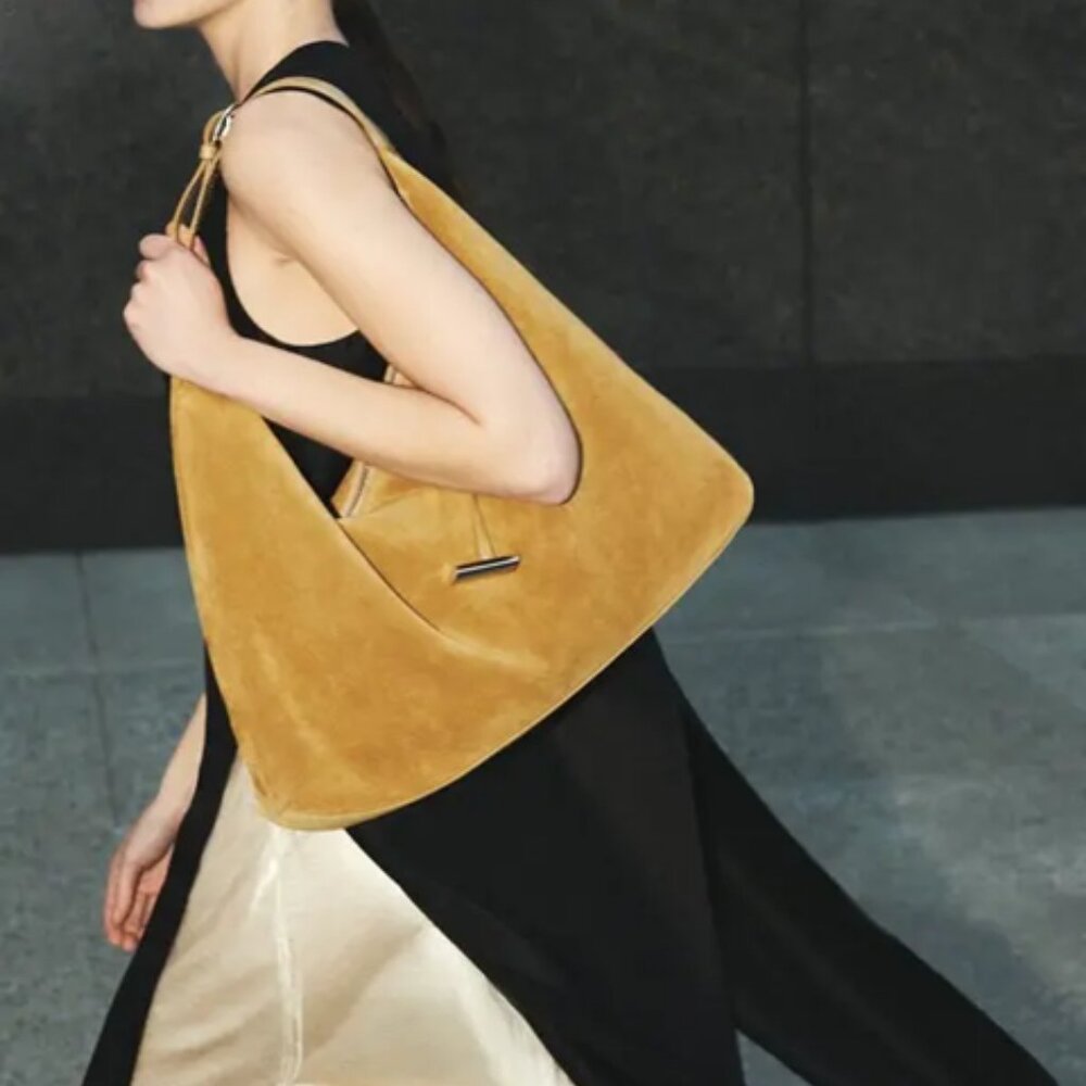 Liffner Pillow Suede Hobo Bag in Beige NWT - Picture 2 of 6